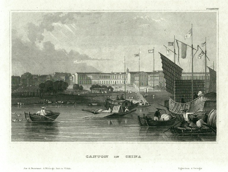 Kanton, Guangzhou, Čína - Canton in China, ocelorytina, 1840