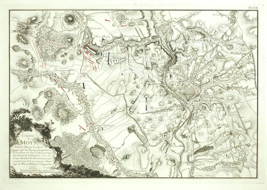 Görlitz, Battle of Moys, 1757, Seven Years' War - Combat de Moys, copperplate engraving, 1770
