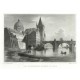 Praha, Karlův most, Křížovnické náměstí - Das Kreuzherrn Klostetr in Prag, ocelorytina, Lange, Poppel, 1840