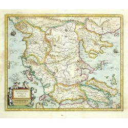 Greece, Albania - Macedonia Epirus et Achaia, copperplate map, Mercator, Hondius, 1636