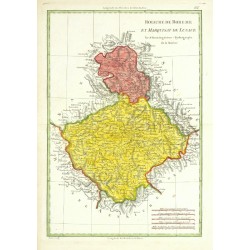 Čechy, Lužice - Royaume de Boheme et Marquisat de Lusace, mědirytina, mapa, Bonne, 1762