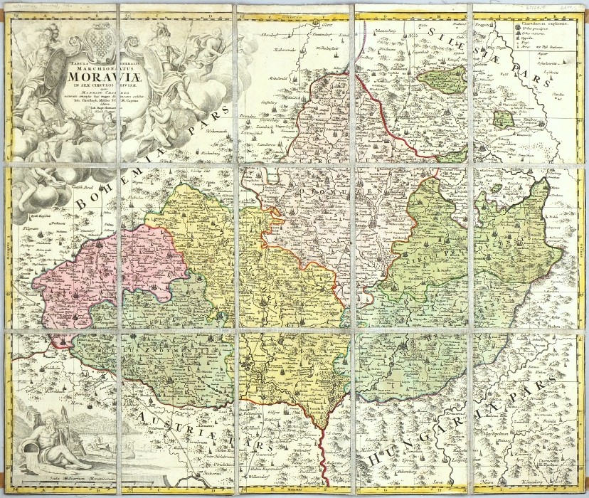 Morava - Tabula Generalis Marchionatus Moraviae, mědirytina, mapa, Homann, 1720
