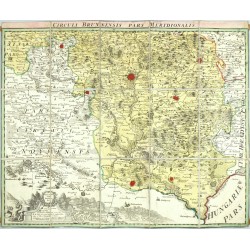 Brňensko - Circuli Brunnensis pars Meridionalis, mědirytina, mapa, Müller, Homann, 1720