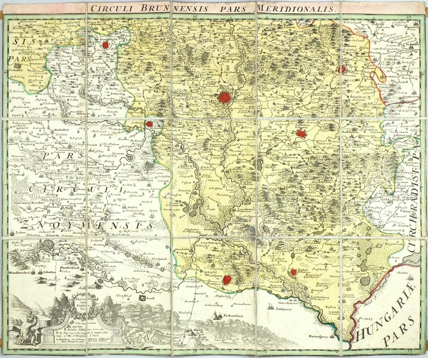 Brňensko - Circuli Brunnensis pars Meridionalis, mědirytina, mapa, Müller, Homann, 1720