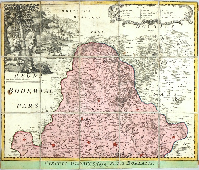 Olomoucko - Circuli Olomucensis pars Borealis, mědirytina, mapa , Mueller, Homann, 1720