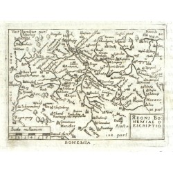 Čechy - Regni Bohemiae Descriptio, mědirytina, Ortelius, 1600