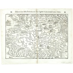 Čechy - Discrizzion della Bohemia, dřevořez, mapa, Münster, Cosmographia, 1558