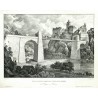 Loket, řetězový most - Neue Kettenbrücke über die Eger bei Elbogen, litografie, Gurk, Wolf, 1830-40