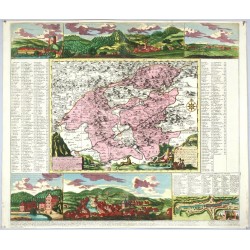Karlovy Vary, Loketsko - Geographischer Entwurff der Stadt und Gegend des ... Carlsbades, mědirytina, mapa, Zürner, Schenk