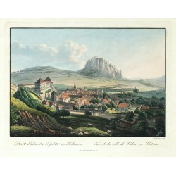 Bílina - Stadt Bilin bei Teplitz in Böhmen, obrysový lept, Hammer, 1835