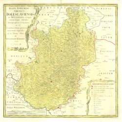 Mladoboleslavsko - Regni Bohemiae Circulus Boleslaviensis, mědirytina, mapa, Müller, Homann, 1770