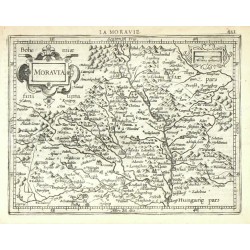 Morava - Moravia, mapa, mědirytina, Mercator, Hondius, 1613