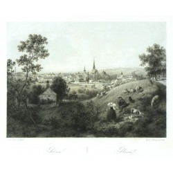 Plzeň - litografie, Haun, 1860. Pilsen