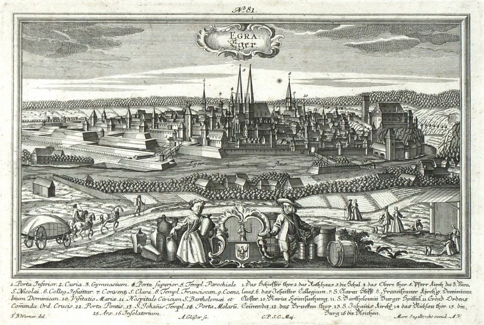 Cheb - Egra. Eger, mědirytina, Werner, Engelbrecht, 1750