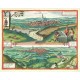 Čáslav, Chomutov - Czaslavium vulgo Czasla - Commoda vulgo Comethau, mědirytina, Braun, Hogenberg, 1618