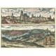Praha - Braun, Hogenberg - Praga Regni Bohemiae metropolis. Palatium Imperatorum Pragae, mědirytina, 1596