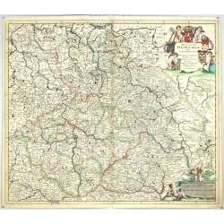 Čechy, Morava, Slezsko - Regnum Bohemia, eique Annexae Provinciae, mapa, mědirytina, Danckerts, 1696