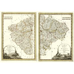 Čechy - La Parte Occidentale ... Orientale del Regno di Boemia, mědirytina, mapa, Cassini, 1796