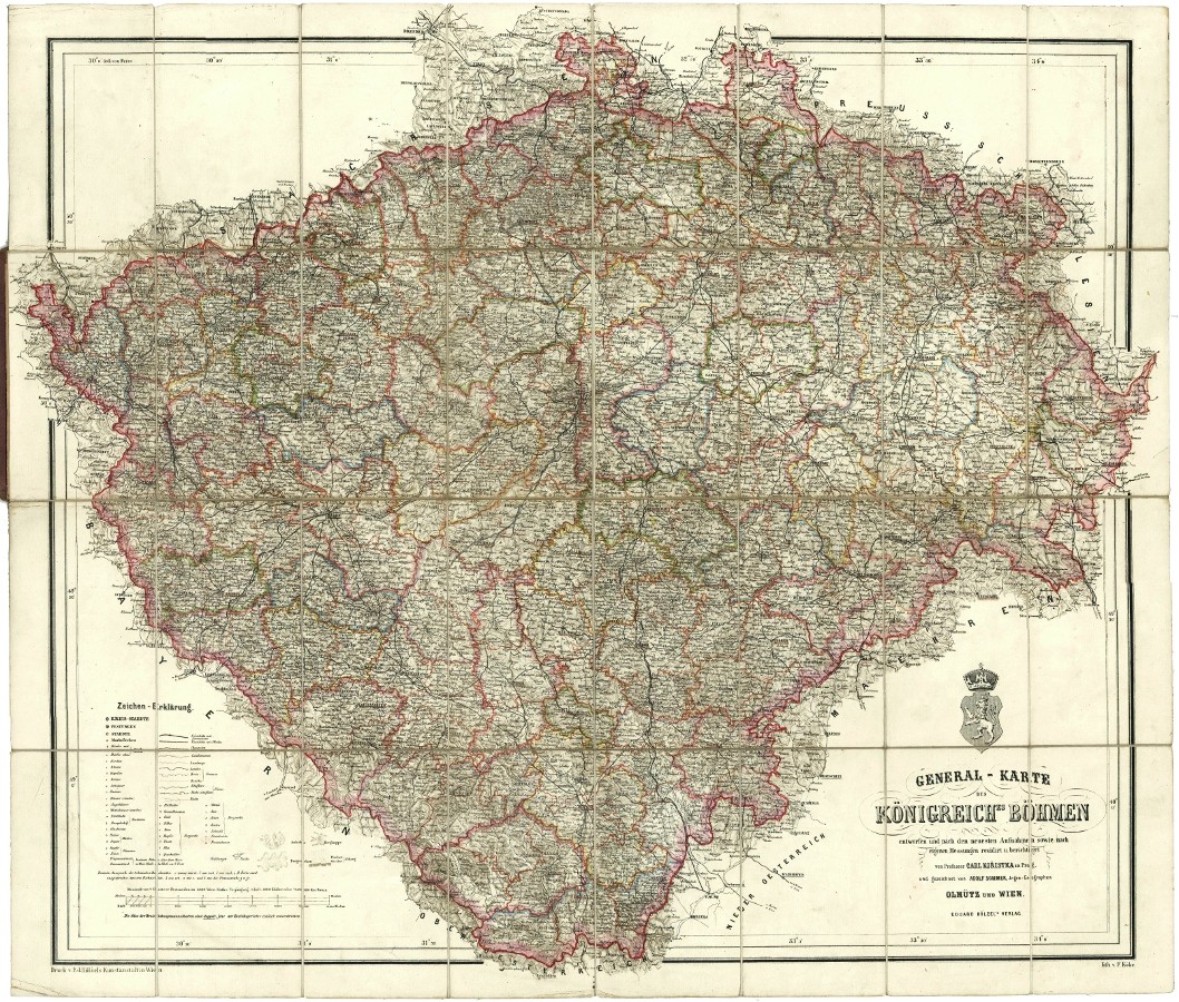 Karel Kořistka - mapa Čech, General-Karte des Königreiches Böhmen, 1860