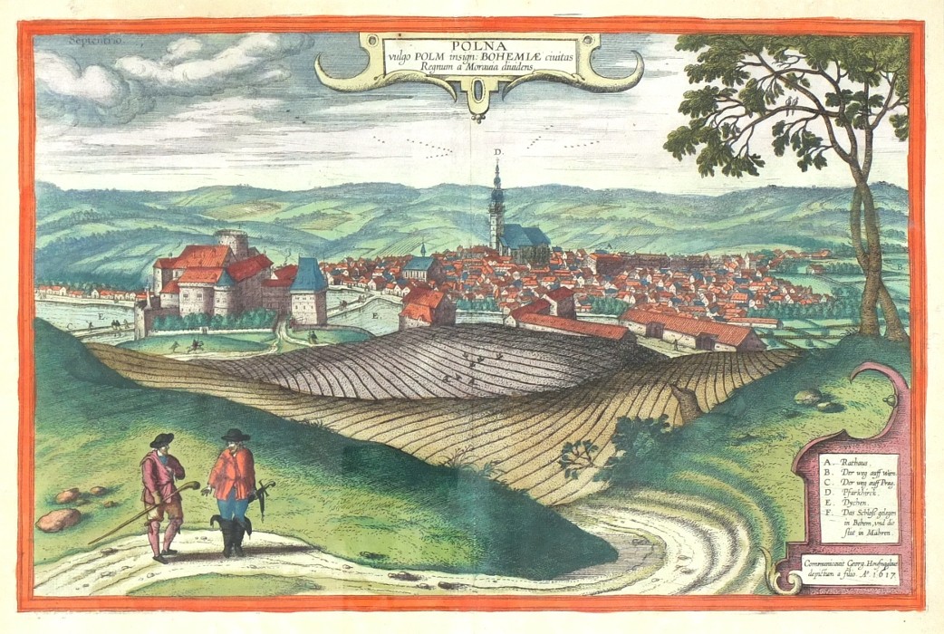 Polná - Polna vulgo Polm, mědirytina, Braun, Hogenberg, 1617