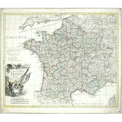 Francie - Le Royaume de France, mědirytina, mapa, Walch, Will, 1792