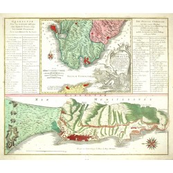 Castellum Gibraltar in Andalusia, Kupferstich Karte, Lotter, 1750
