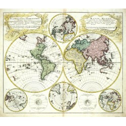 Die Welt - Planiglobii Terrestris Mappa Universalis, Kupferstich Karte, Homann, 1746