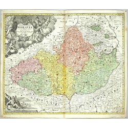 Morava - Tabula Generalis Marchionatus Moraviae, mědirytina, mapa, Müller, Homann, 1720