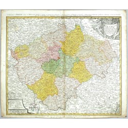 Čechy - Bohemiae Regnum in XII Circulos divisum, mědirytina, mapa, 1740