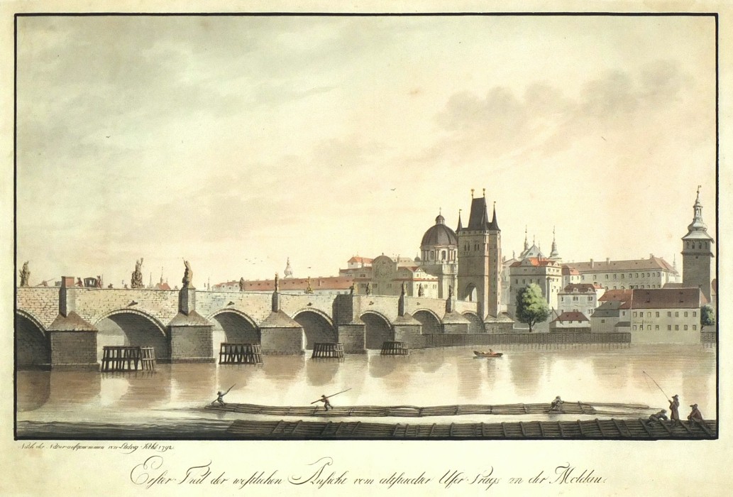 Praha - Erster Theil ... vom altstadter Ufer Prags, lept, Kohl, 1792