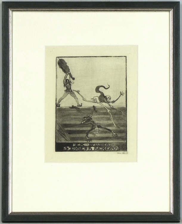 Melly Bachrich - bookplate, Ex Musica Dr. Joseph Herzka, etching, 1925