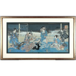Utagawa Kunisada II. - triptych - barevné dřevoryty, 1865