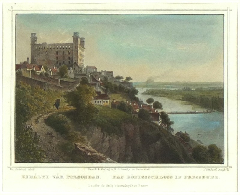 Bratislava - Das Königsschloss in Pressburg, ocelorytina, Rohbock, Umbach, 1860