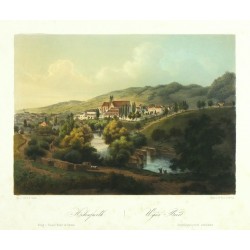 Vyšší Brod - litografie, Haun, 1860. Hohenfurth. Wyšší Brod