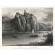 Střekov. Schreckenstein, ocelorytina, Kandler, Rybička, 1865