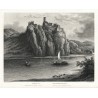 Střekov. Schreckenstein, ocelorytina, Kandler, Rybička, 1865