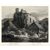 Kamýk (Litoměřice) - Zříceniny Kamýka, ocelorytina, Mikovec, 1865