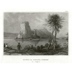 Devín - Bratislava - Ruine von Schloss Theben in Ungarn, ocelorytina, Meyer, 1849