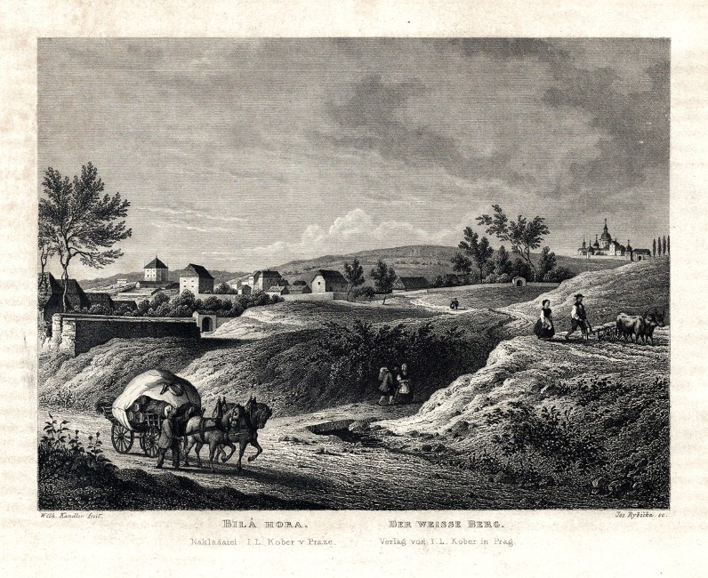 Praha - Bílá hora, ocelorytina, Mikovec, 1865