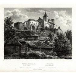 Hrádek Křivoklát. Druhý obraz, ocelorytina, Mikovec, 1860