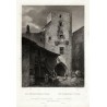 Praha, Mostecká ulice, Biskupská věž - Věž Biskupská v Praze, ocelorytina, Mikovec, 1860
