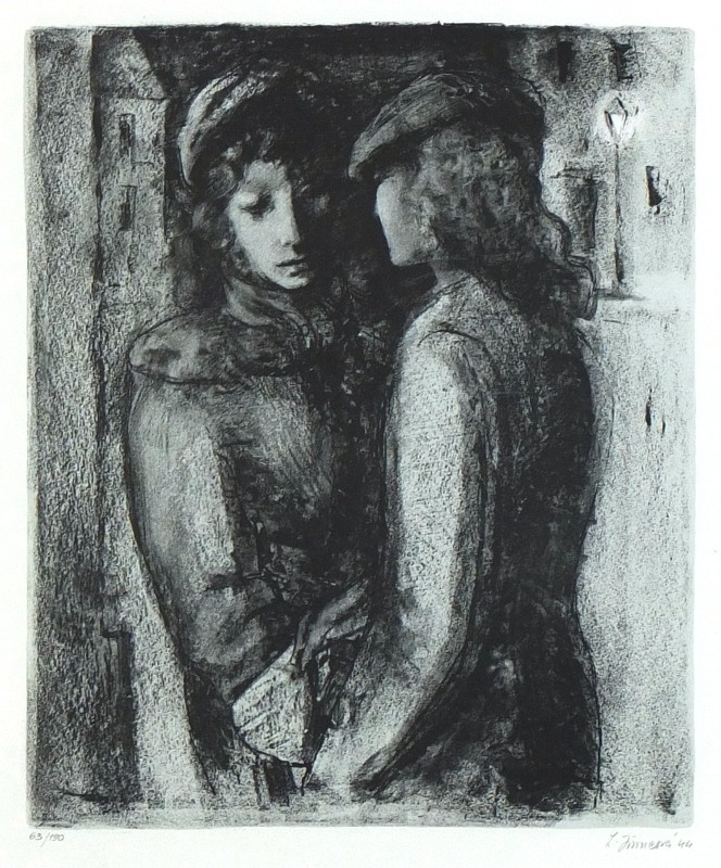 Ludmila Jiřincová - Přítelkyně, dvoubarevná litografie, 1944