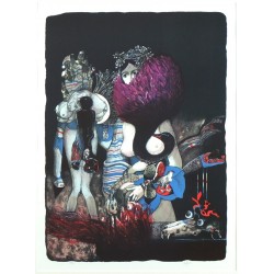 Josef Liesler, Smutný sen španělské nevěsty, barevná litografie, 1980