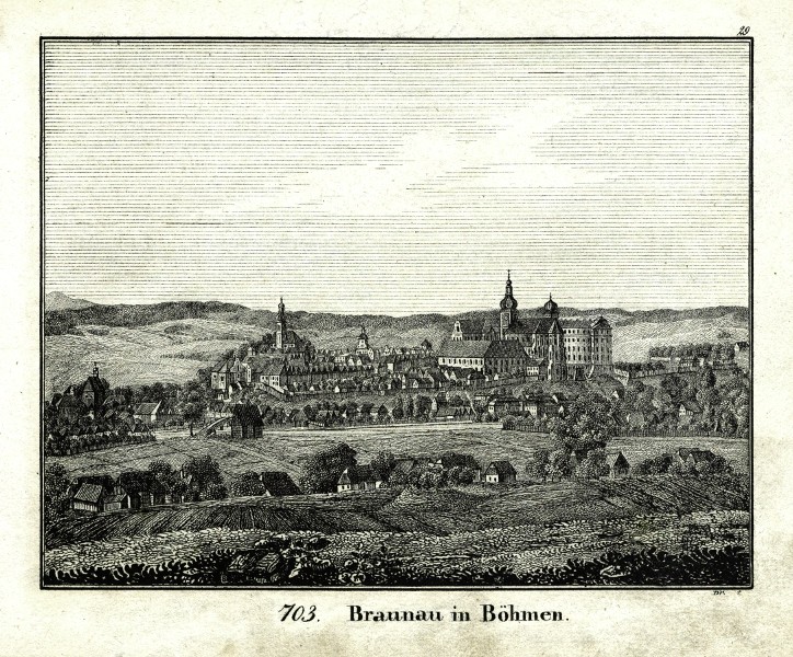 Broumov - Braunau in Böhmen, litografie, Neue Bildergallerie, 1834