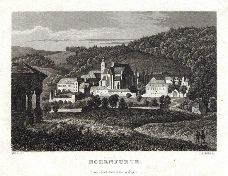 Vyšší Brod - Hohenfurth, ocelorytina, Würbs, Höfer, Haase, 1840