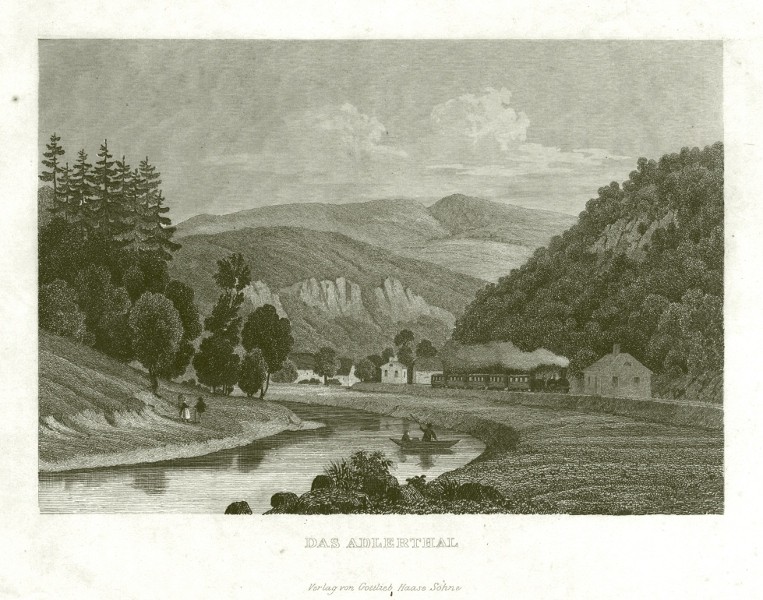Údolí Orlice - Das Adlerthal, ocelorytina, Haase, 1840