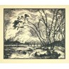 Vladimír Silovský - Krajina u Ostravy, dřevoryt, 1922