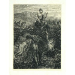 Max Švabinský - Satyr zpívá hymnus na chaos, litografie, 1944