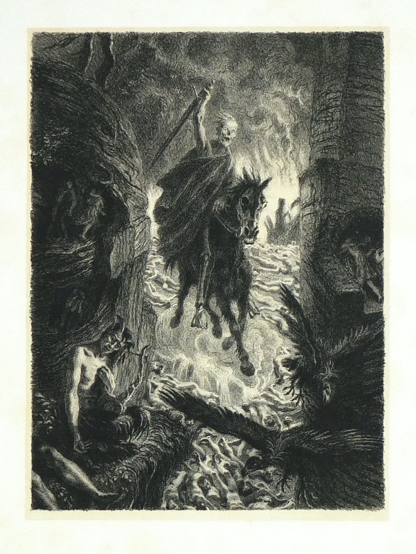 Max Švabinský - Apokalyptický jezdec, litografie, 1944