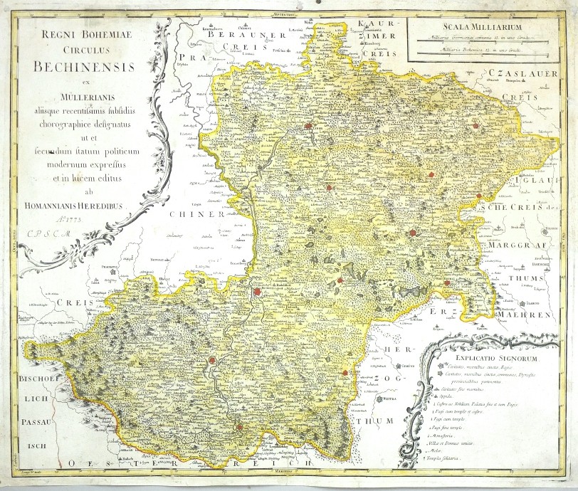 Bechyňsko - Regni Bohemiae Circulus Bechinensis, mapa, Müller, Homann, 1773